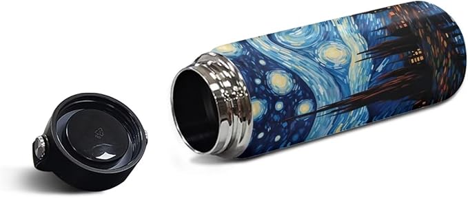 Starry Night Insulated Water Bottle for Hot Drink Wide Mouth Water Jug for Fitness, Gym and Outdoor Sports, Leak-proof,18 Oz