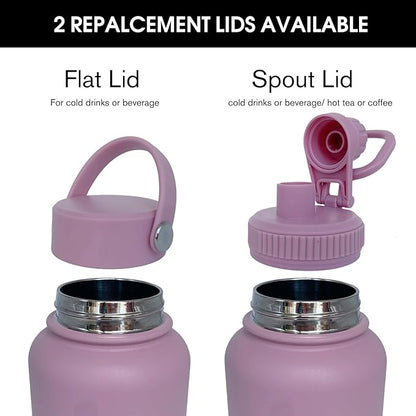 40oz Insulated Water Bottle ，Stainless Steel Sports Water Cup Flask with 2 Lids, Wide Mouth Travel Thermal Mug,Outdoor Sports Bottle（Jelly Purple）