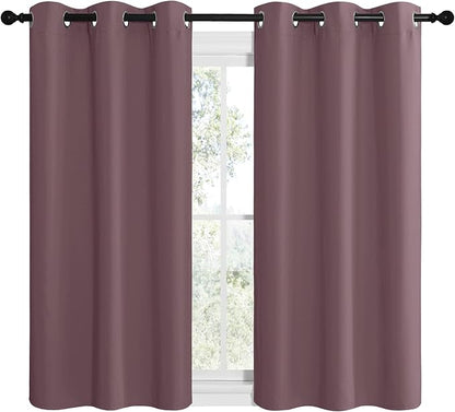NICETOWN Dry Rose Room Darkening Curtains for Kitchen, Set of 2, 42 inches Wide by 50 inches Long, Window Treatment Thermal Insulated Solid Grommet Room Darkening Curtains/Drapes for Bedroom