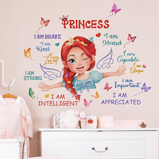 Lovely Girl Magic Adventure Wall Stickers Pink Butterfly Inspirational Quote Wall Decals for Baby Toddler Room Decorations Nursery Playroom Bedroom