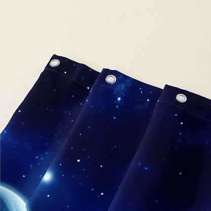 AILONEN Blue Rose Shower Curtain,Romantic Flower Bath Curtain for Girls Women,Blue Galaxy Starry Rose Floral Curtain for Bathroom Decor 60" W*72" H,Waterproof with 12 Plastic Hooks