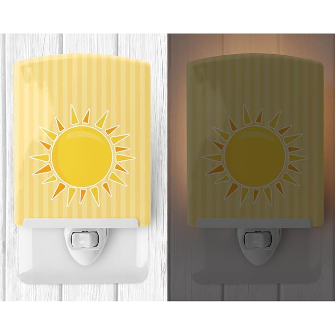 Caroline's Treasures BB7066CNL Sunshine Sun on Stripes Ceramic Night Light Compact, UL-Certified, Ideal for Bedroom, Bathroom, Nursery, Hallway, Kitchen, 6x4x3, Multicolor