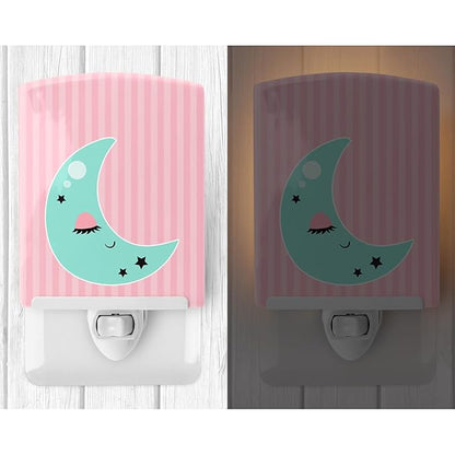 Caroline's Treasures BB8716CNL Moon Ceramic Night Light Compact, UL-Certified, Ideal for Bedroom, Bathroom, Nursery, Hallway, Kitchen, 6x4x3, Multicolor