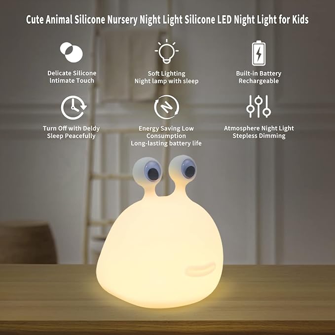 Cute Slug Kids Night Light, Birthday Gifts Room Decor Bedroom Decorations for Baby Child Soft Silicone Lamp Gift Box