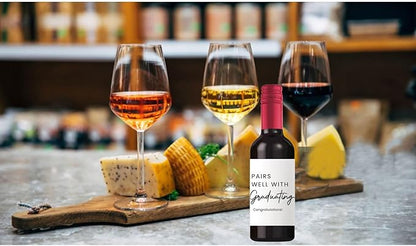 24Pcs Mini Graduation Wine Labels, College Graduation Grad Gifts for Him Her Women, Graduation Party Decorations Wine Bottle Stickers Labels, Pairs Well With Graduating Wine Labels