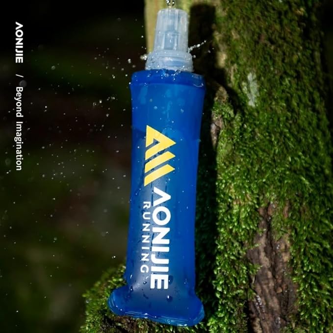 AONIJIE 2Pcs Collapsible Water Bottles, BPA-Free Soft Flask for Hydration Pack Foldable Easy to Carry (2 * 250ml bottle)