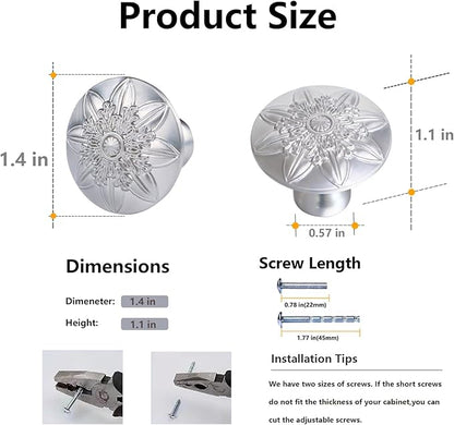 Cabinet Knobs 16 Pack,Brushed Nickel Zinc Alloy,1-2/5'' Round Knobs Handles for Cabinets and Drawers,Included Screws