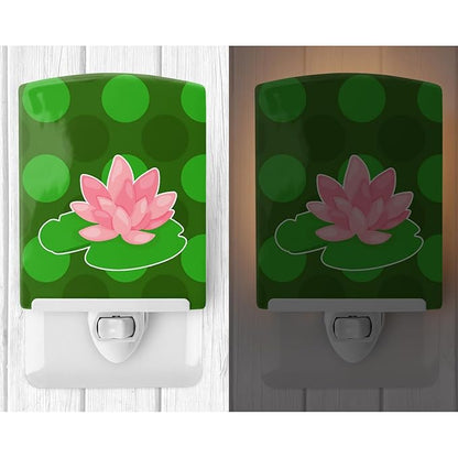 Caroline's Treasures BB8994CNL Frog Lily Pad Ceramic Night Light Compact, UL-Certified, Ideal for Bedroom, Bathroom, Nursery, Hallway, Kitchen, 6x4x3, Multicolor