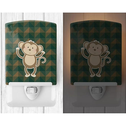Caroline's Treasures BB7025CNL Monkey Ceramic Night Light Compact, UL-Certified, Ideal for Bedroom, Bathroom, Nursery, Hallway, Kitchen, 6x4x3, Multicolor