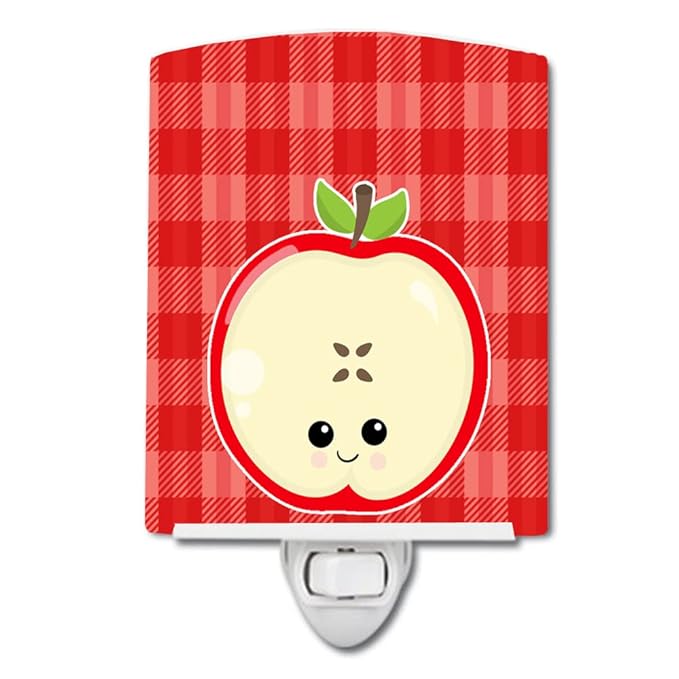 Caroline's Treasures BB6983CNL Apple Face Ceramic Night Light Compact, UL-Certified, Ideal for Bedroom, Bathroom, Nursery, Hallway, Kitchen, 6x4x3, Multicolor