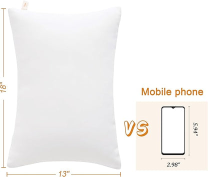 BEDSUM 2 Pack Pillows, 13"x18" Microfiber Pillows for Travel, Pets, Soft and Machine Washable Small Pillows for Neck, Wrist, and Knee Comfort, White