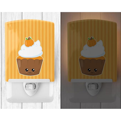 Caroline's Treasures BB8761CNL Fall Cupcake Ceramic Night Light Compact, UL-Certified, Ideal for Bedroom, Bathroom, Nursery, Hallway, Kitchen, 6x4x3, Multicolor