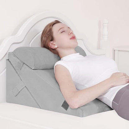 3Pcs Orthopedic Bed Wedge Pillow Set,Memory Foam Wedge Pillow Post Surgery for Back, Leg and Knee Support, Adjustable 9&12 Inch Folding Triangle Pillow for Sleeping, Acid Reflux