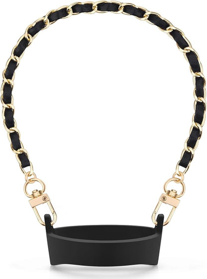 Water Bottle Handle, Silicone Water Bottle Sling Stretches to Fit Most 8-40oz Bottles, Fashionable Accessories Compatible for Stanley Cup Black…