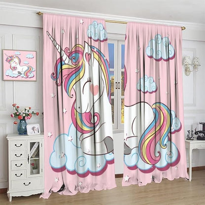 Unicorn Curtain for Kids Bedroom,Pink Cartoon Rainbow Darkening Curtains Decor Sliding Curtains Decorative Curtains for Girls Boys Baby Room,Living Room Decoration 42x63inch(107x160cm)