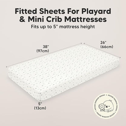 2-Pack Mini Crib Sheets Fitted, Pack and Play Sheets - Organic Cotton Pack N Play Sheets for Pack and Play Mattress, Playard Baby Crib Sheets, Jersey Crib Sheets Neutral for Boys,Girls (Tropic Oasis)