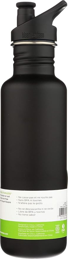 Klean Kanteen Classic Stainless Steel Singel Wall Non-Insulated Water Bottle with Sport Cap