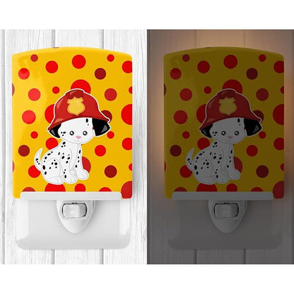 Caroline's Treasures BB6999CNL Fireman Dalmatian Puppy Ceramic Night Light Compact, UL-Certified, Ideal for Bedroom, Bathroom, Nursery, Hallway, Kitchen, 6x4x3, Multicolor