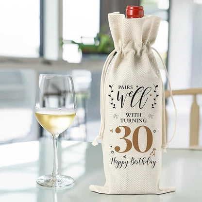 30th Birthday Gifts for Her Women Men, Best Gift for 30 Year Old Man Husband Wife Friends Him Her, Vintae Happy 1994 30th Birthday Anniversary Decorations Wine Bag?Wine Gifts Wine Gift Bag