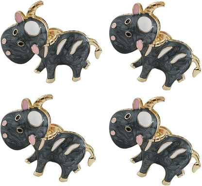 Cow Knobs 4 Pcs Cartoon Cow Shape Knob Cabinet Drawer Knob for Dresser Drawers Kitchen Bathrom Cupboard Kids Knobs Metal Animal Theme Pull Handles