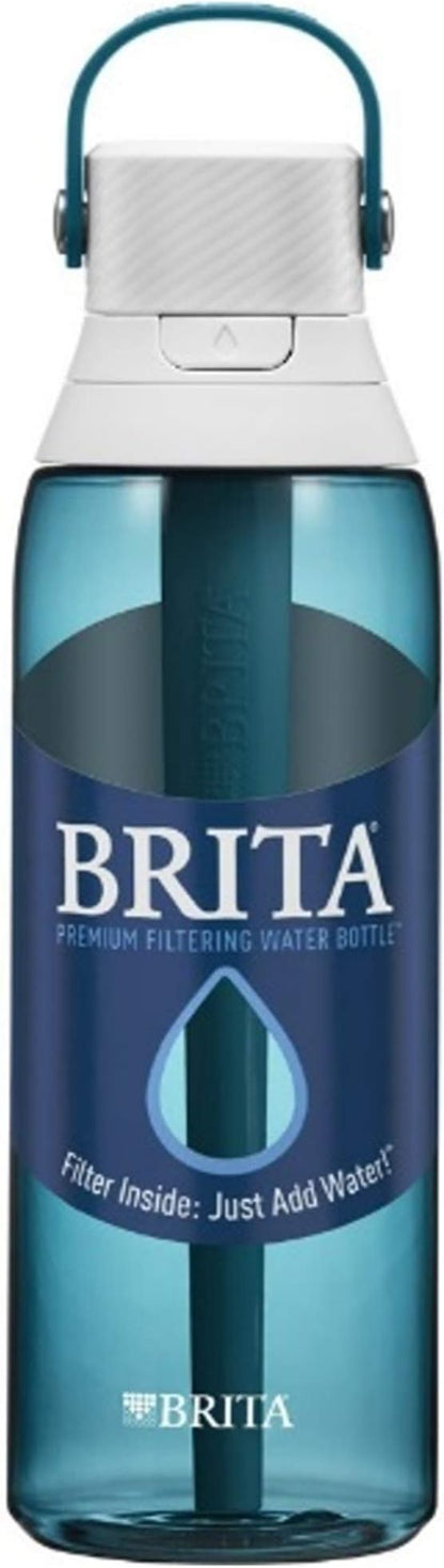 Brita Insulated Filtered Water Bottle with Straw, Reusable, BPA Free Plastic, Sea Glass, 26 Ounce