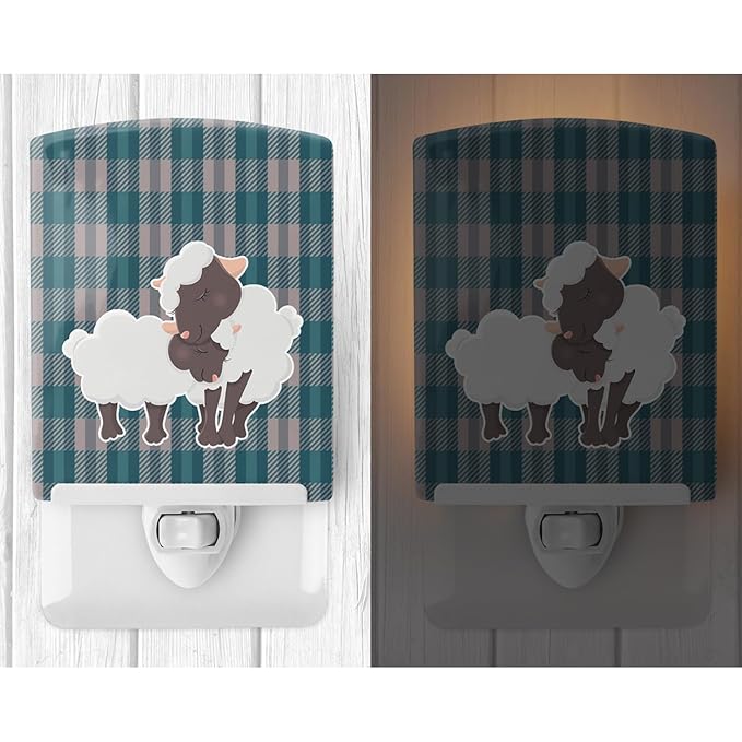 Caroline's Treasures BB8590CNL Sheep Ceramic Night Light Compact, UL-Certified, Ideal for Bedroom, Bathroom, Nursery, Hallway, Kitchen, 6x4x3, Multicolor