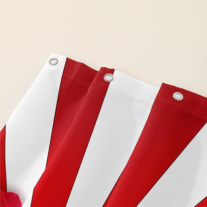 AILONEN Red Rose Hearts Print Shower Curtain for Bathroom, Romantic Flower Red and White Stripe Bathroom Decor 48" W*72" H Bath Curtain Polyester Waterproof Shower Curtain with 12 Hooks