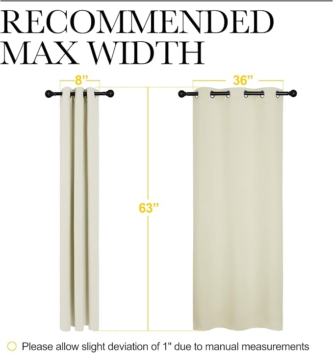 NICETOWN Kitchen Curtains for Decoration, Thermal Insulated Grommet Room Darkening Draperies/Panels for Laundry (Beige, 2 Panels, W42 x L63 inches)