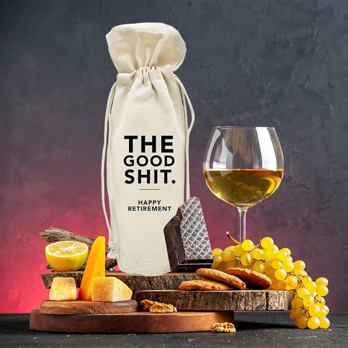 Andaz Press Retirement Wine Bag, The Good Shit Happy Retirement Wine Bottle Cover, Funny Retirement Gifts Canvas Wine Bag Champagne Bottle Bag Wine Bottle Gifts, Retirement Gifts For Men Women, 1-Pack