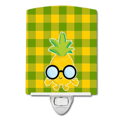 Caroline's Treasures BB8964CNL Pineapple Face with Glasses Ceramic Night Light Compact, UL-Certified, Ideal for Bedroom, Bathroom, Nursery, Hallway, Kitchen, 6x4x3, Multicolor