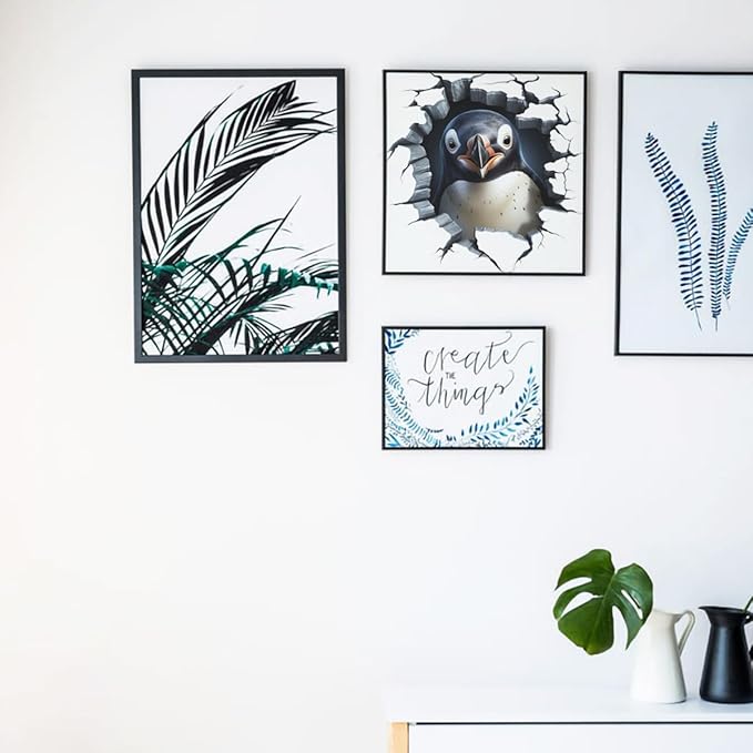 3 PCS Broken Penguin Wall Decals Break Through The Wall Penguin Wall Stickers Removable 3D Animal Wal Art Decor for Kids Room Playroom Nursery Bathroom