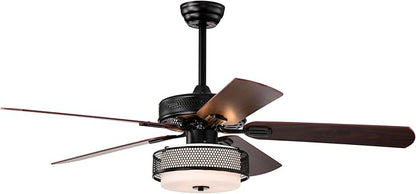 Alistair Matte Black Lighted Ceiling Fan Wooden 5-Blade with Remote