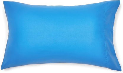 Amazon Basics 7 Piece Microfiber Kid's Bed-in-a-Bag Bedding Set, Full/Queen, Blue, Solid