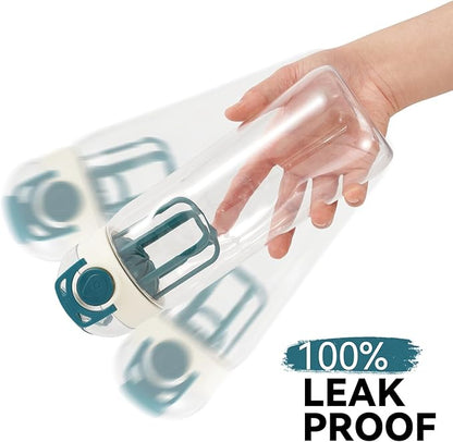 28oz Water Bottle with Fruit Infuser Strainer, BPA-Free Sports Water Bottle, One-Click Clear Water Bottle with Safety Lock for Office, Gym, Outdoors, Green