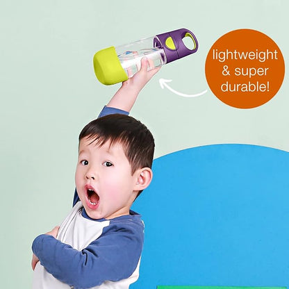 b.box 15oz Tritan Straw Bottle: Kids Water Bottle for Toddlers & Up. Spill Proof, Leak Proof, BPA Free. Great for School/Daycare or Next Step after Sippy Cups (Indigo Rose)