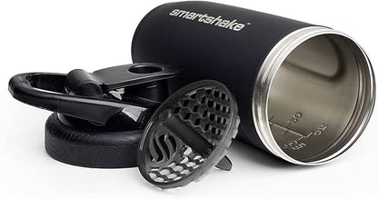 Smartshake Reforce Stainless Steel Protein Shaker Bottle 900 ml | 30 oz - Leakproof Screw-on Lid - BPA Free – Unisex - Black