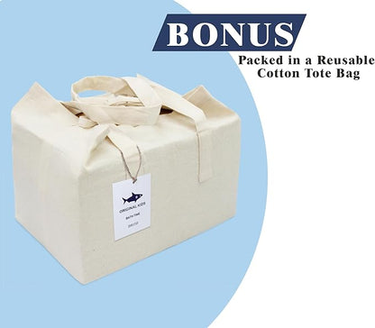 6 Piece Towel Set - Bath Time Shark Attack- 2 Bath Towels, 2 Hand Towels, 2 Washcloths in Bonus Tote Bag- 100% Cotton Jacquard Soft Absorbent Quick Dry Pool Beach Towel Gift - Navy Blue