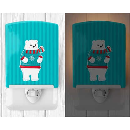 Caroline's Treasures BB8985CNL Polar Bear #3 Ceramic Night Light Compact, UL-Certified, Ideal for Bedroom, Bathroom, Nursery, Hallway, Kitchen, 6x4x3, Multicolor