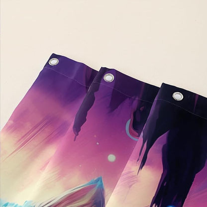 AILONEN Cool Cat Shower Curtains,Purple Rose Cat Bath Curtains for Bathroom Decor,Cave Cat Curtains for Kids,36" W*72" H Polyester Waterproof with Plastic Hooks