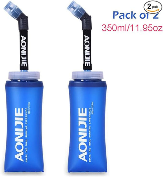 AONIJIE 2Pack of Soft Soft Folding Hydration Bottle Water Collapsible Flask BPA-Free Bottles (350ml/11.95oz)