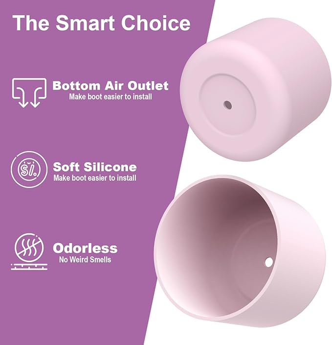 2PCS Silicone Water Bottle Boot for Owala 24oz 32oz 40oz, Anti-Slip Protective Sleeve Bottom Bumper Protector for FreeSip, Twist, and Flip Stainless Steel Water Bottles