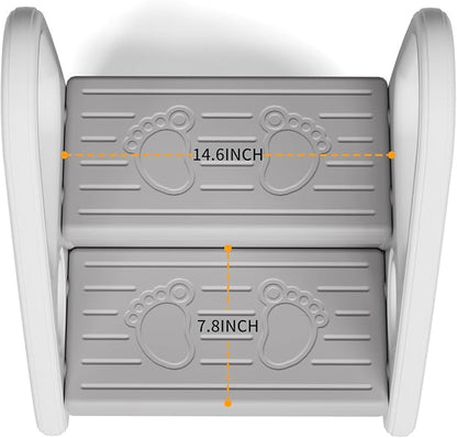 Toddler Step Stool for Bathroom Toilet Potty Training Children Step Ladder Step Stool for Kids with Safety Handles (Two Floor)