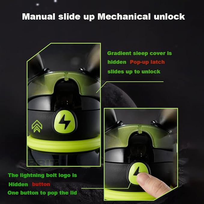 37 Oz Rabbit Water Bottle With Straw, Cool Lightning Space Rabbits Cup, Portable Outdoor Water Bottle, Suitable For Adults And Children Fitness Sports(Black)