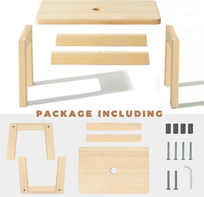 HOUCHICS Wooden Step Stool for Kids,Solid Birch for Kitchen Bedroom Living Room Bathroom Toilet Nursery Toddlers Potty Training Stool with Non-Slip Pads and 220lb Load Capacity (Natural