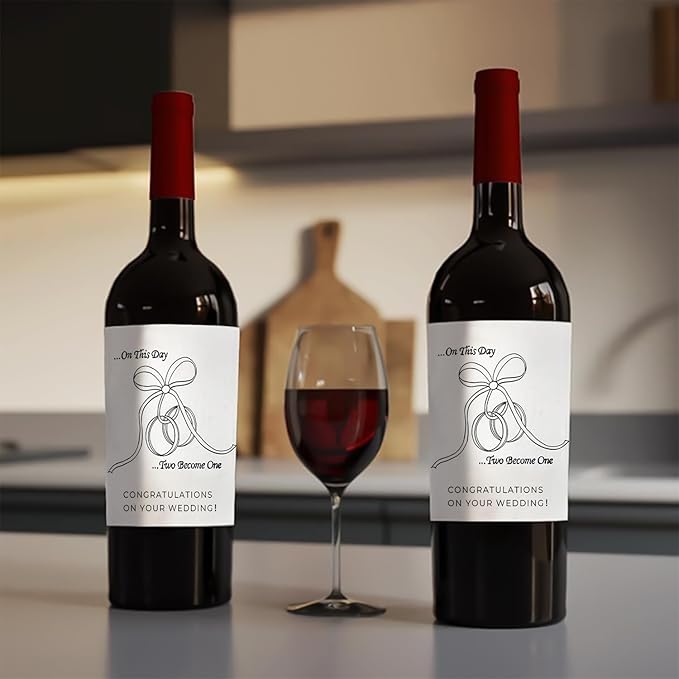 24Pcs Wedding Wine Bottle Label, Engagement Wine Bottle, Wedding Gift for Couple, for Her, for Him, Newly Engaged Unique Funny Gift, Pairs Well with Getting Married Wine Bottle Label
