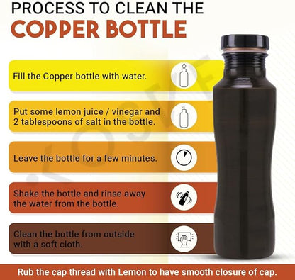 Pure Copper Jasmine Antique Water Bottle: A Premium Design Bottle with Ayurvedic Health Benefits, (800ml / 27oz)