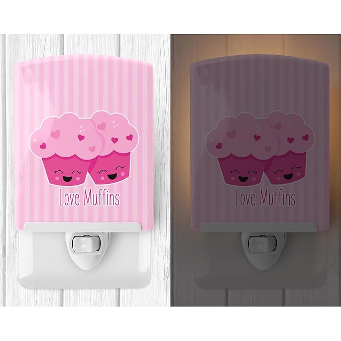 Caroline's Treasures BB9127CNL Love Muffins Ceramic Night Light Compact, UL-Certified, Ideal for Bedroom, Bathroom, Nursery, Hallway, Kitchen, 6x4x3, Multicolor