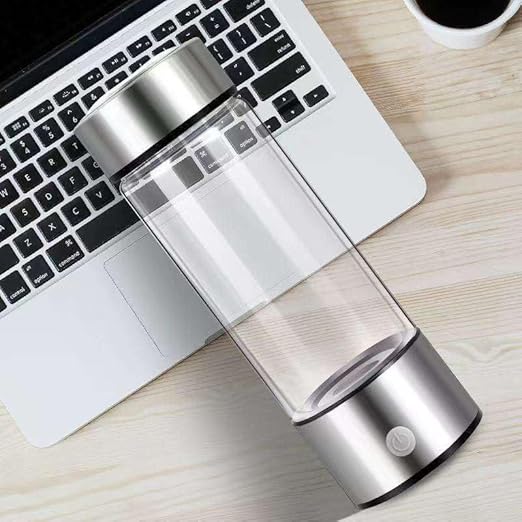 420-450 ml 2024 Glass Hydrogen Generator Water Bottle SPE PEM Technology Water Ionizer, Rechargeable Hydrogen Water Bottle, Hydrogen Rich Water Glass (Silver)