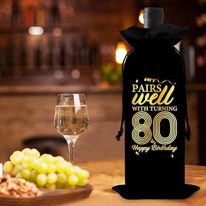 80th Birthday Gifts Wine Bag Congratulations Gifts for Women Men Parents Mom Dad Anniversary Favors 1944 Birthday Wine Gift Bag