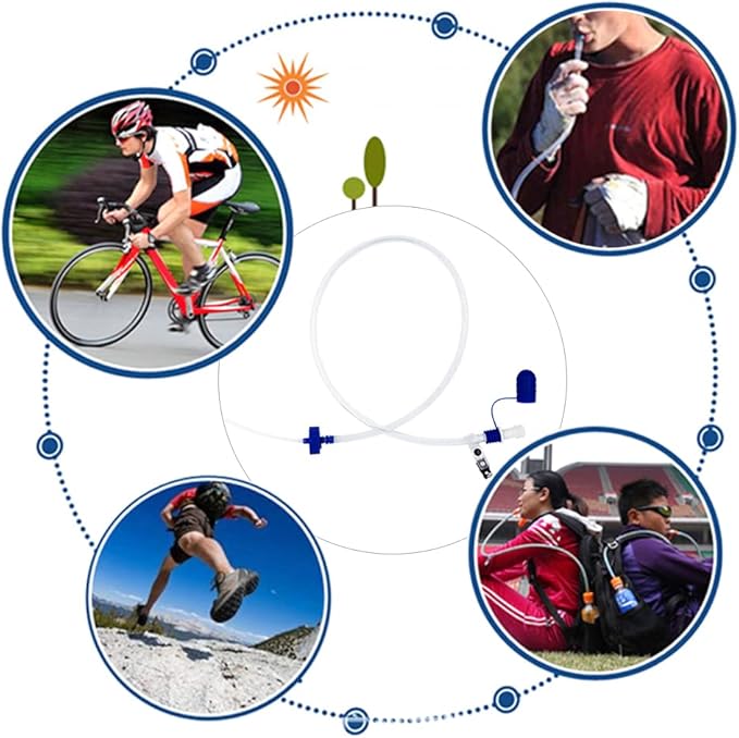 Camping Water Bag, Water Bottle Drinking Tube with Double Adapter Hydration System Drink Tube Kit for Cycling Trekking Fishing Boating Camping